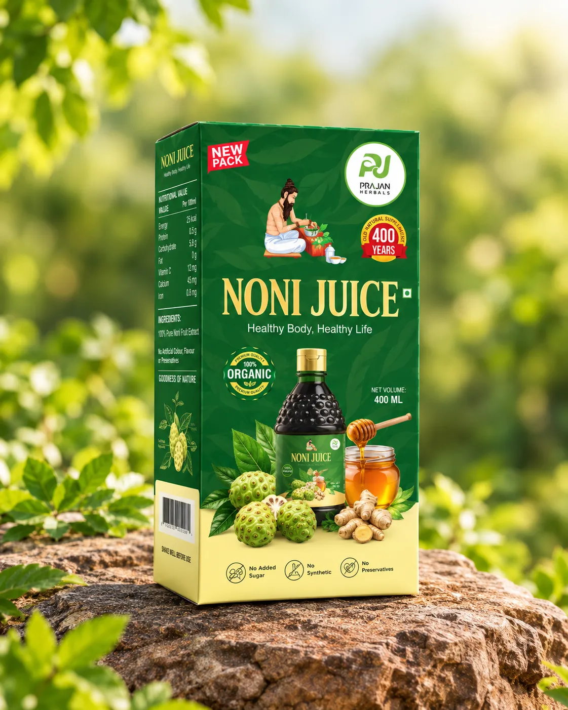 Prajan Herbals Noni Juice 400ml bottle